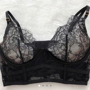 Victoria’s Secret BLK Chantilly Lace Half Bra 32C